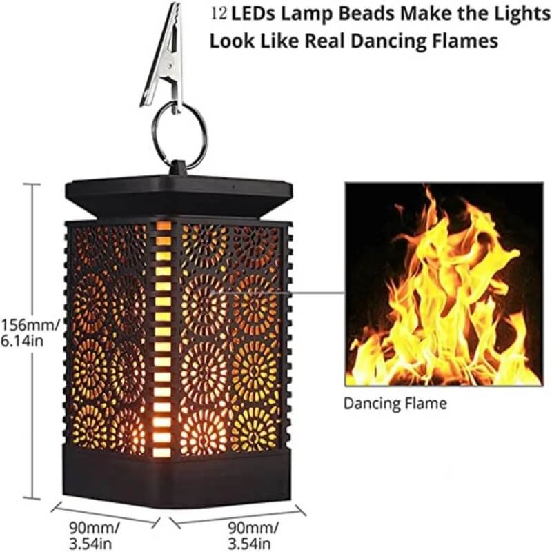 tuinlantaarn-solar tafellamp-vlam effect-daglichtsensor-ip44